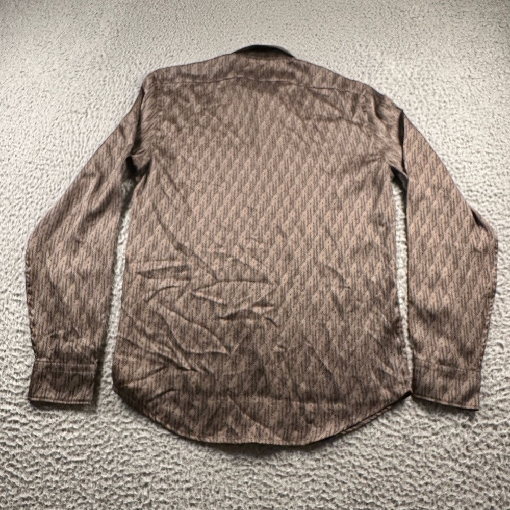 Reiss Monogram Shirt Mens S Brown Long Sleeve Button Up Regular Fit Twill - Picture 4 of 8